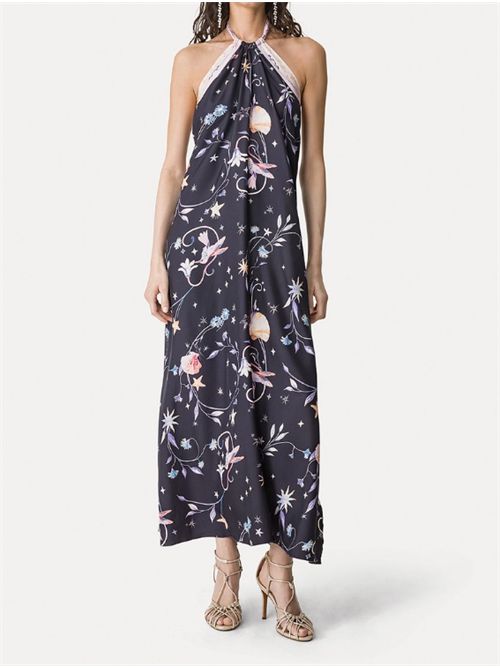 DELIVERANCE PRINT LONG ELEGANT DRESS FORTE_FORTE | 14923_my dressF49M.5020 midnight